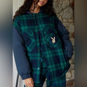 PacSun x Playboy Exclusive Plaid Oversized Hooded Jacket
